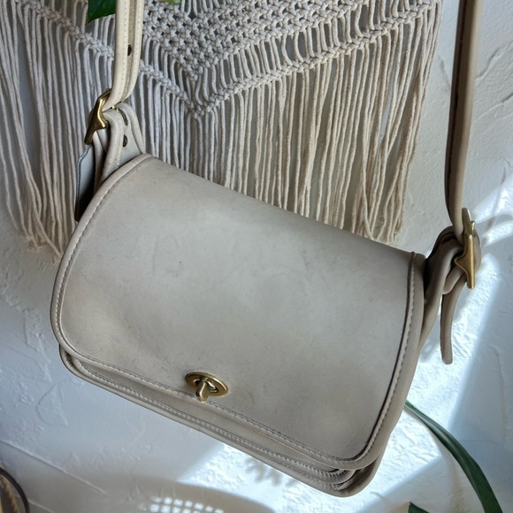 Authentic Vintage Coach Rambler’s Legacy 9061 Bone Leather Crossbody Bag USA - Picture 10 of 16
